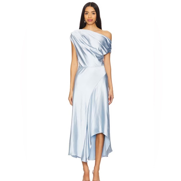 NWT ASTR Blue Satin Mairyn Dress l M - Picture 3 of 6